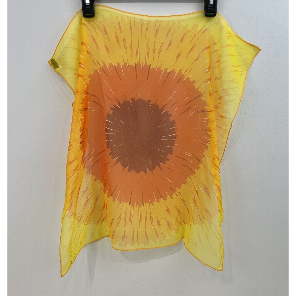 Vintage Burmel Scarf Sunflower Sheer Square Hand Rolled 22"